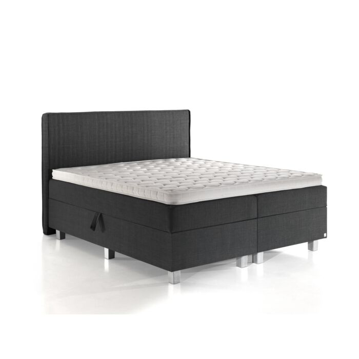 Slim opbergboxspring 140x200cm antraciet met NASA topdekmatras