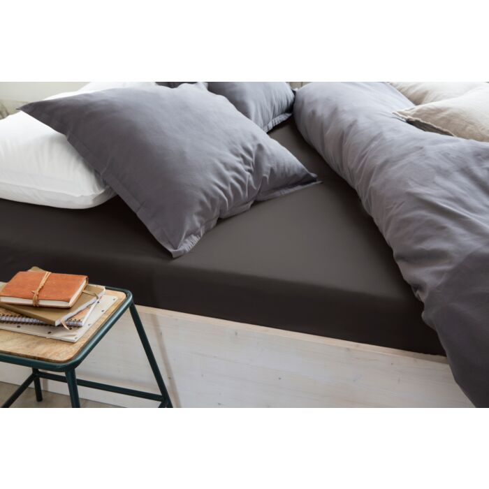 Crispy Cotton hoeslaken 90x200cm antraciet