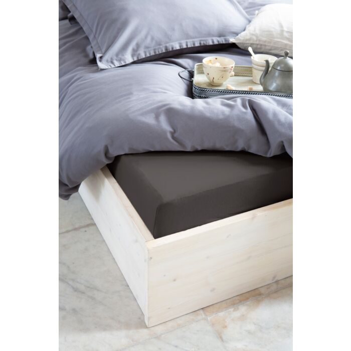 Crispy Cotton hoeslaken 90x200cm antraciet