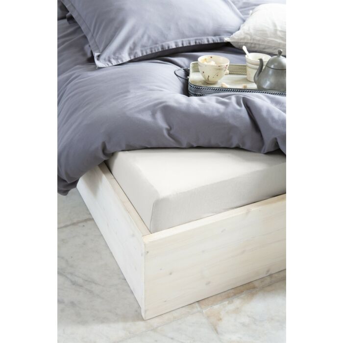 Crispy Cotton hoeslaken 90x220cm zandkleur