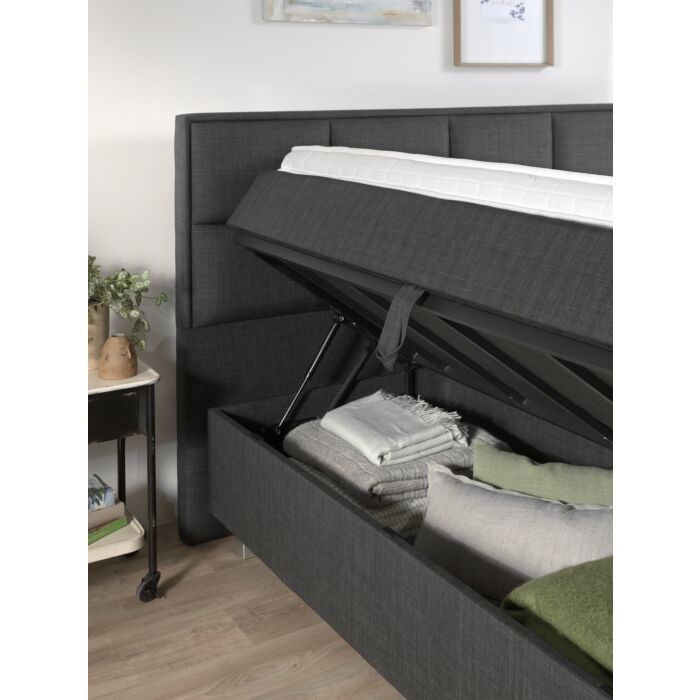 Grande opbergboxspring 160x200cm antraciet met NASA topdekmatras