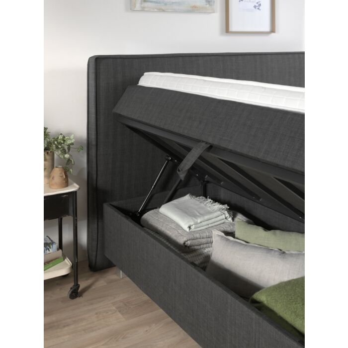 Slim opbergboxspring 180x200cm antraciet met NASA topdekmatras