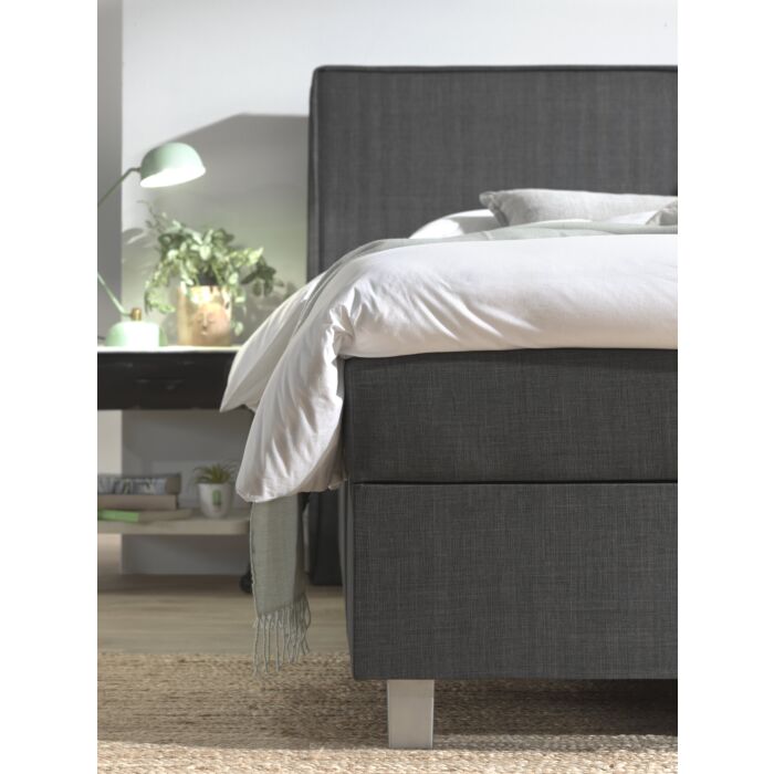 Slim opbergboxspring 180x200cm antraciet met NASA topdekmatras