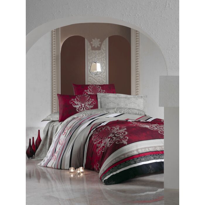 Saten Line 2-persoons dekbedovertrekset 200x220cm satijn azra bordeaux