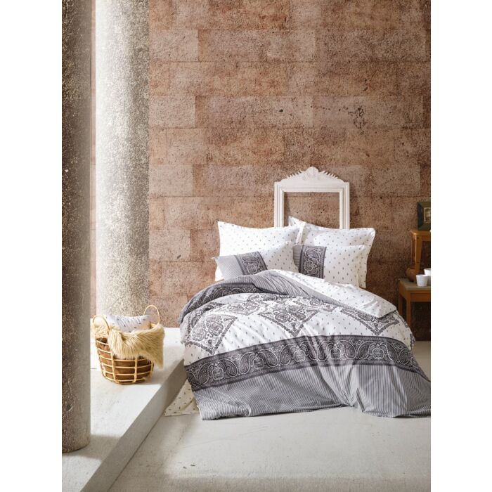 Bohem 2-persoons dekbedovertrekset 200x220cm katoen renforcé alope grijs