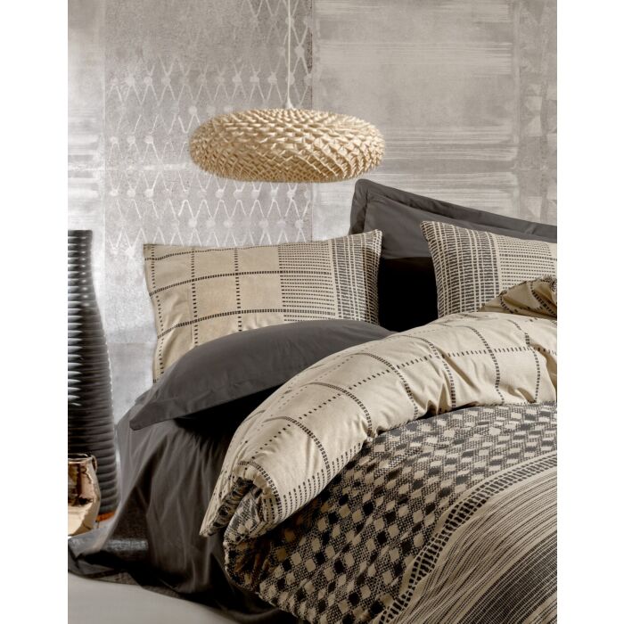 Toprak 2-persoons dekbedovertrekset 200x220cm katoen renforcé rina antraciet