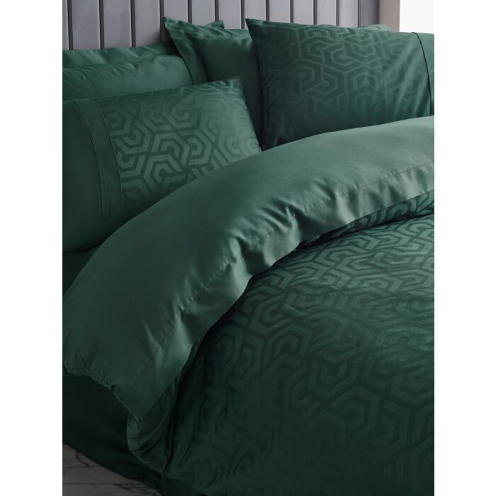 Jacquard 2-persoons dekbedovertrekset 200x220cm satijn hexa groen
