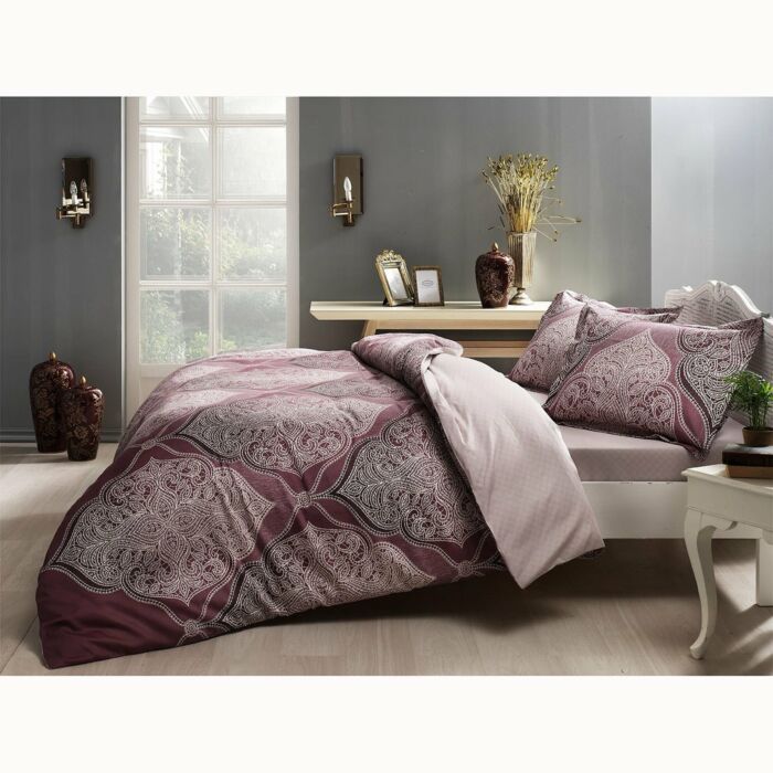Yasmin saten 2-persoons dekbedovertrekset 200x220cm pruim