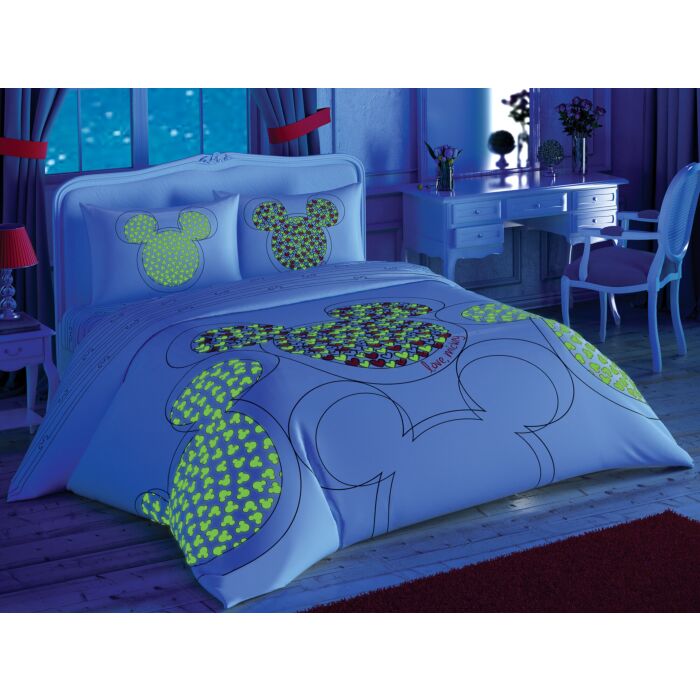 Disney Home - Love Mickey Mouse Glow ranforce 2-persoons dekbedovertrekset 200x220cm (gelicentieerd)
