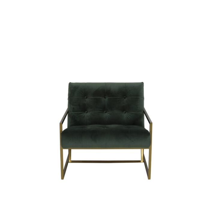 GENEVE fauteuil velvet 81x71x70cm olijf groen met goud poten