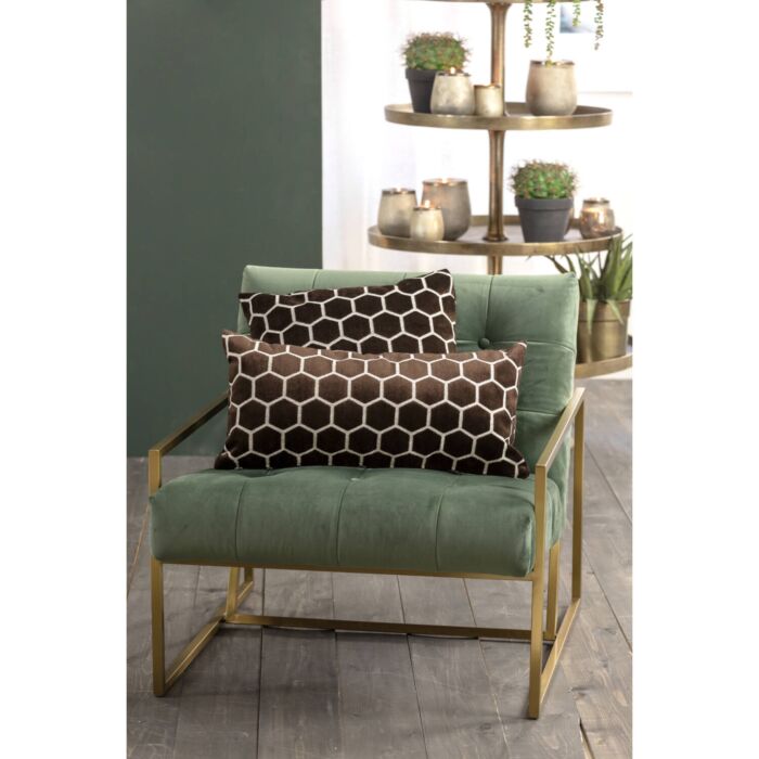 GENEVE fauteuil velvet 81x71x70cm olijf groen met goud poten