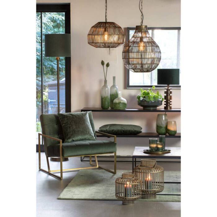 GENEVE fauteuil velvet 81x71x70cm olijf groen met goud poten