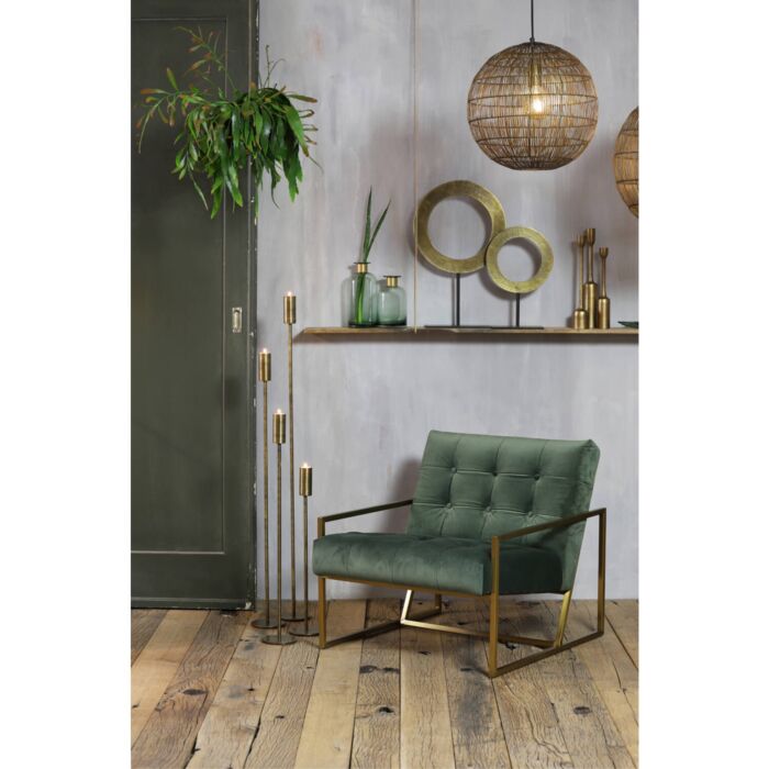 GENEVE fauteuil velvet 81x71x70cm olijf groen met goud poten