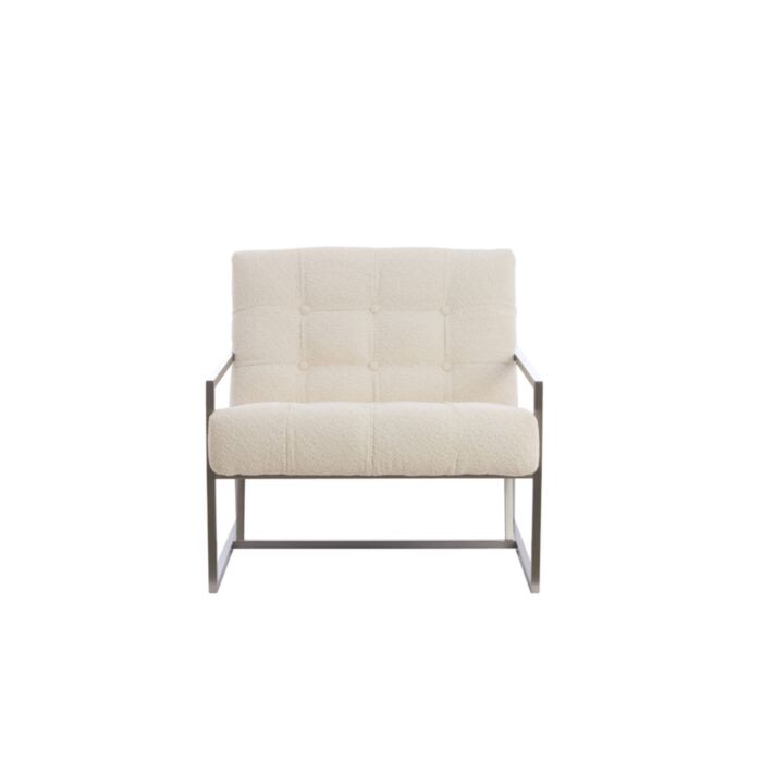 GENEVE fauteuil bouclé (lus) 81x71x70cm crème met nikkel poten