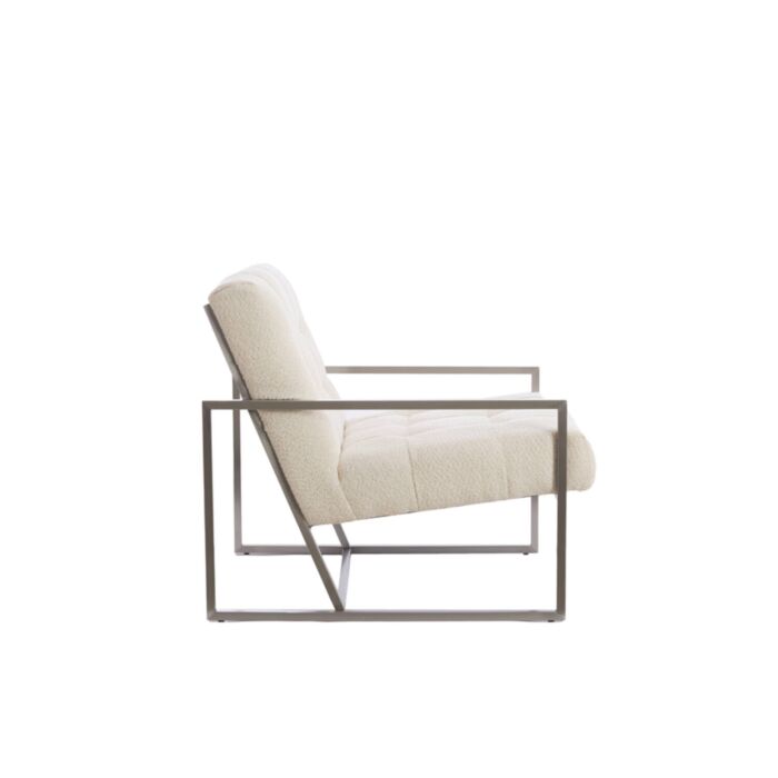 GENEVE fauteuil bouclé (lus) 81x71x70cm crème met nikkel poten