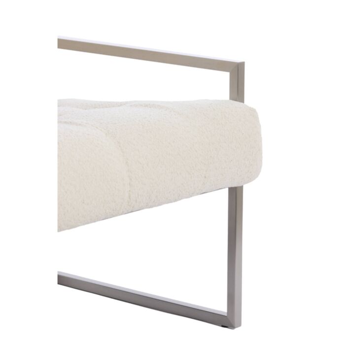 GENEVE fauteuil bouclé (lus) 81x71x70cm crème met nikkel poten