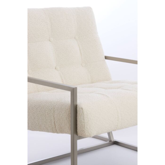 GENEVE fauteuil bouclé (lus) 81x71x70cm crème met nikkel poten