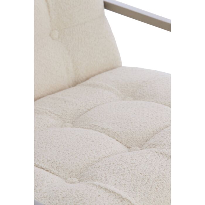 GENEVE fauteuil bouclé (lus) 81x71x70cm crème met nikkel poten