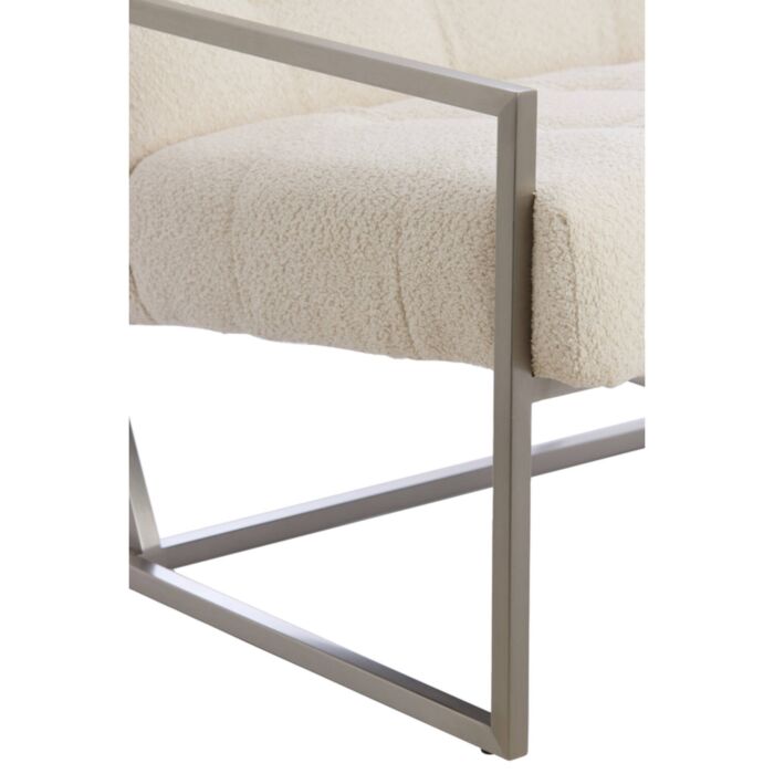 GENEVE fauteuil bouclé (lus) 81x71x70cm crème met nikkel poten