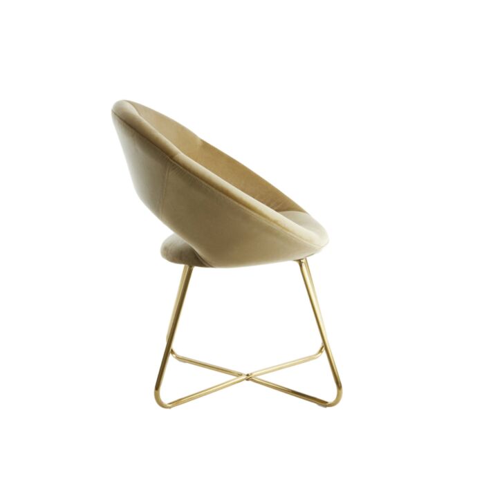 ANTONY fauteuil velvet 72x64x82cm glanzend goud met goud poten
