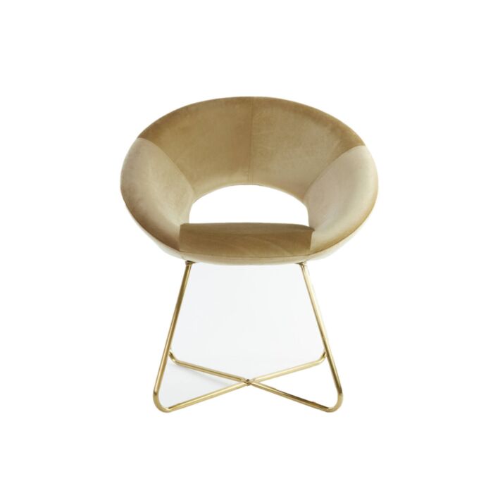 ANTONY fauteuil velvet 72x64x82cm glanzend goud met goud poten