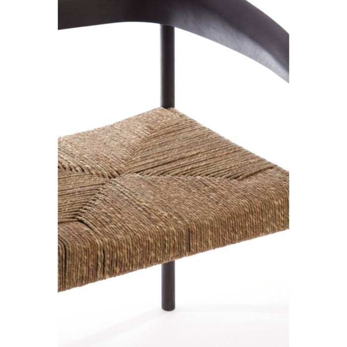 DELMAR houten fauteuil 60,5x57x76,5cm donker bruin en zeegras