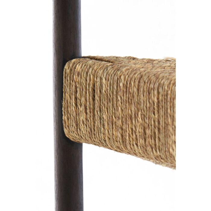DELMAR houten fauteuil 60,5x57x76,5cm donker bruin en zeegras