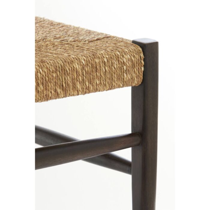 DELMAR houten fauteuil 60,5x57x76,5cm donker bruin en zeegras
