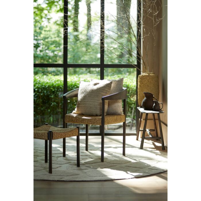 DELMAR houten fauteuil 60,5x57x76,5cm donker bruin en zeegras