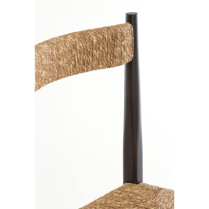 DINA houten fauteuil 48x44,5x82cm donker bruin en zeegras