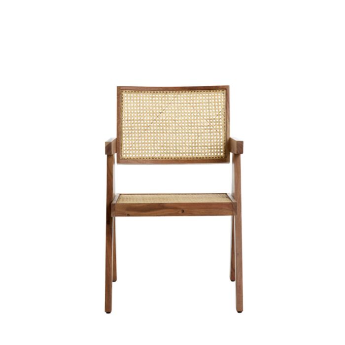 MORAZAN houten fauteuil 56x53x79cm naturel en rotan naturel