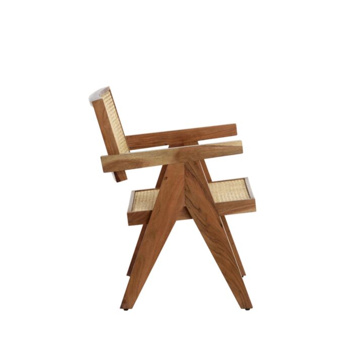 MORAZAN houten fauteuil 56x53x79cm naturel en rotan naturel