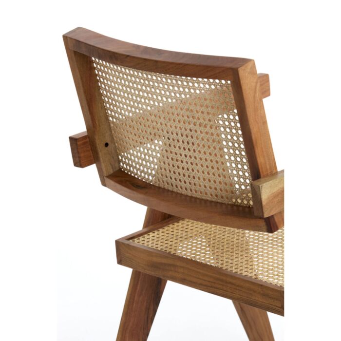 MORAZAN houten fauteuil 56x53x79cm naturel en rotan naturel