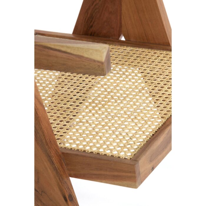 MORAZAN houten fauteuil 56x53x79cm naturel en rotan naturel