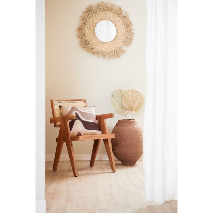 MORAZAN houten fauteuil 56x53x79cm naturel en rotan naturel