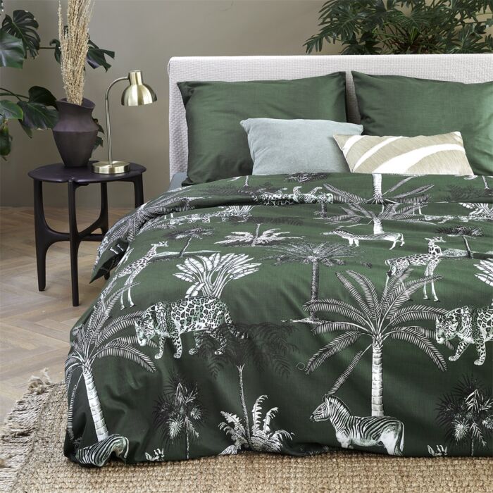 Cinderella Zanzibar 2-persoons dekbedovertrekset 200x220cm katoen donkergroen