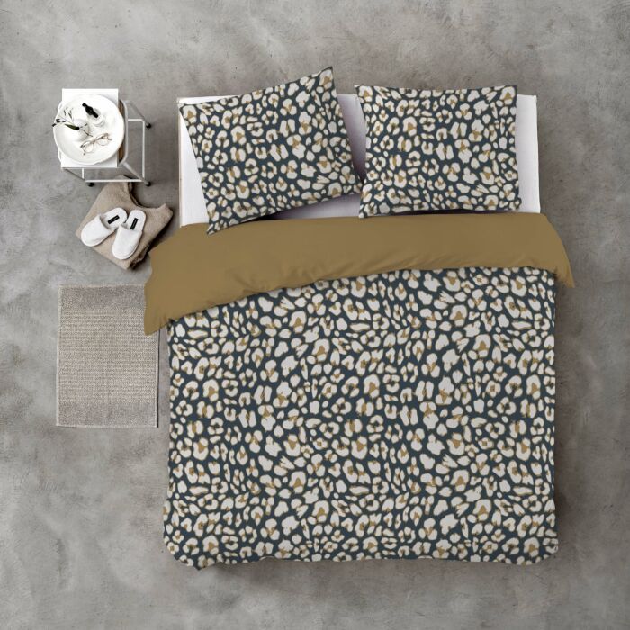 Lazy Leopard dekbedovertrek 240x220cm okergeel
