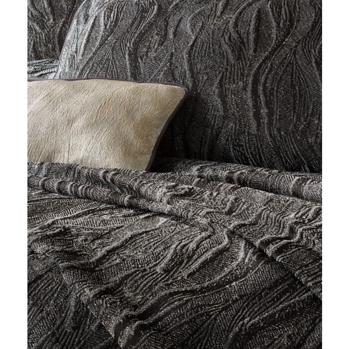 Smart 2-persoons bedsprei set 260x250cm polyester met sierkussen en 2 decoratieve kussenslopen carita antraciet