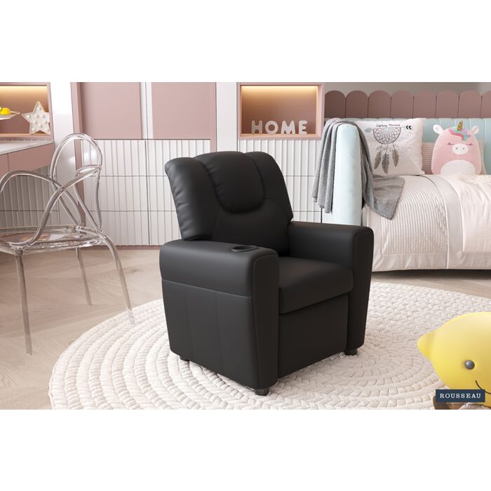Rena Mini-Relaxfauteuil – Manueel Verstelbaar – Kunstleer – Zwart