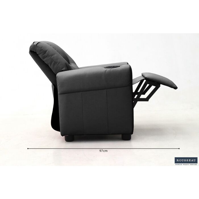 Rena Mini-Relaxfauteuil – Manueel Verstelbaar – Kunstleer – Zwart