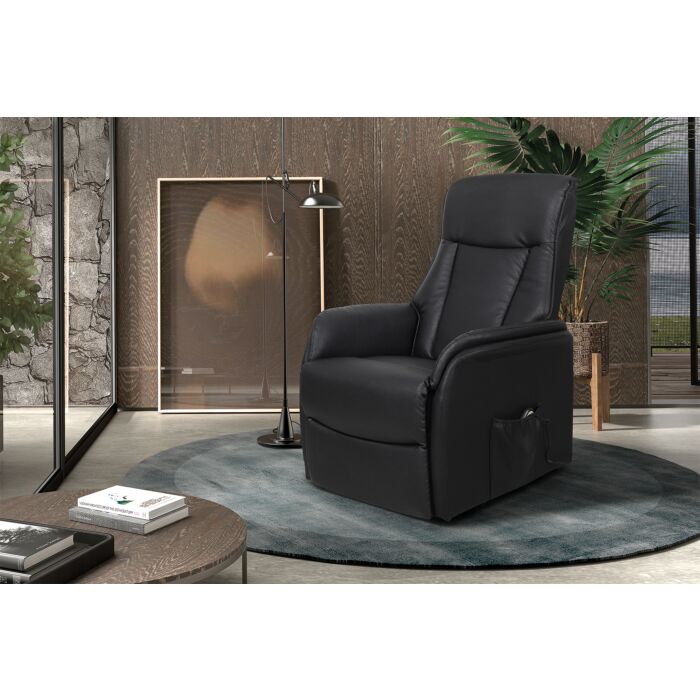 Miana Electrische Relaxfauteuil met Lift – Kunstleer – Zwart