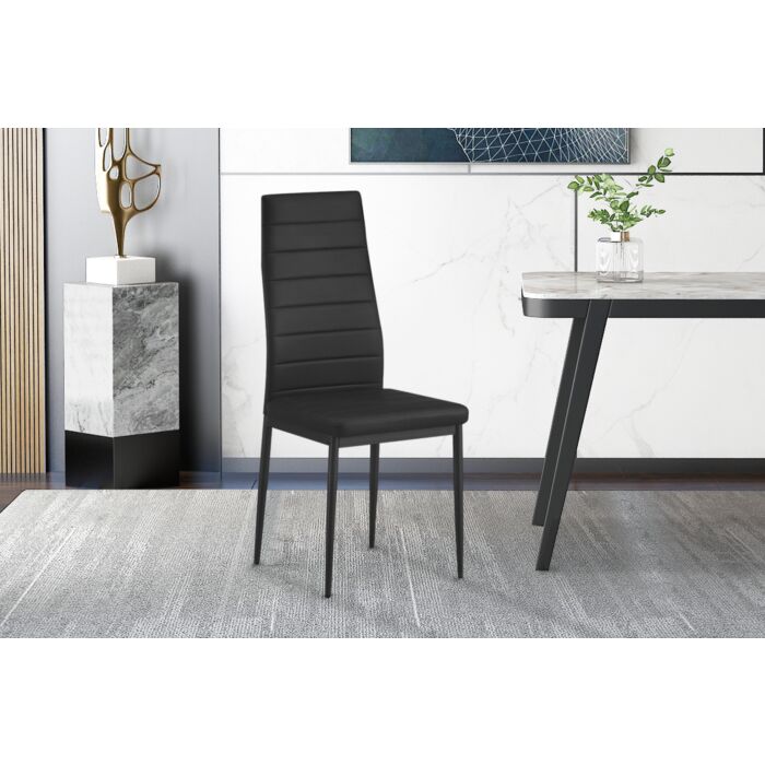 Kenso Eetkamerstoelenset – Kunstleer – Zwart – 4 Stuks