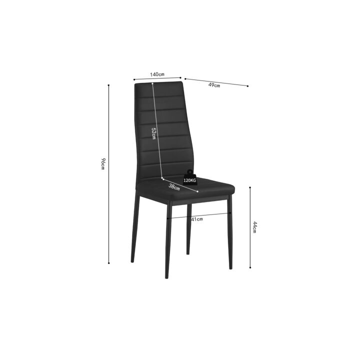 Kenso Eetkamerstoelenset – Kunstleer – Zwart – 4 Stuks