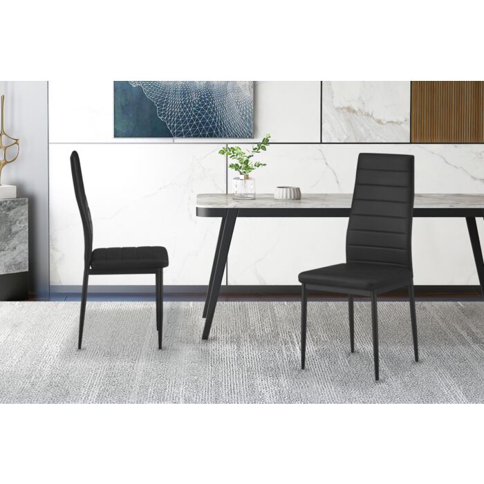 Kenso Eetkamerstoelenset – Kunstleer – Zwart – 4 Stuks