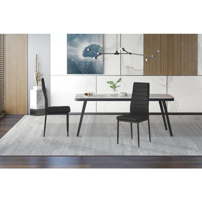 Kenso Eetkamerstoelenset – Kunstleer – Zwart – 4 Stuks