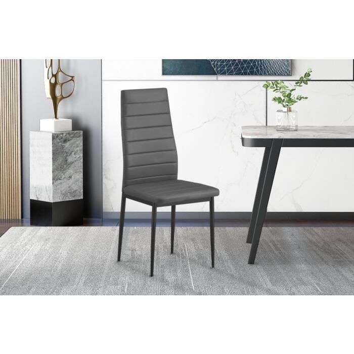 Kenso Eetkamerstoelenset – Kunstleer – Grijs – 4 Stuks
