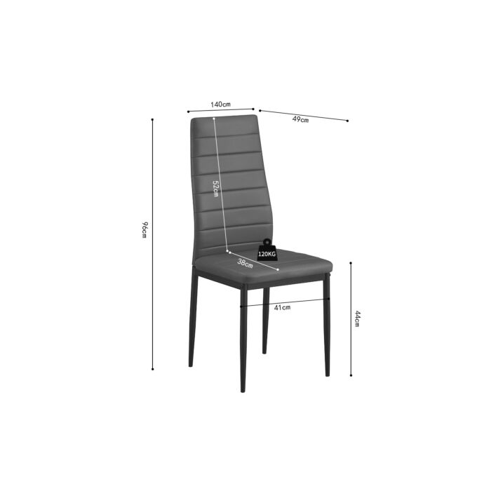 Kenso Eetkamerstoelenset – Kunstleer – Grijs – 4 Stuks