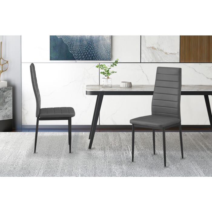 Kenso Eetkamerstoelenset – Kunstleer – Grijs – 4 Stuks