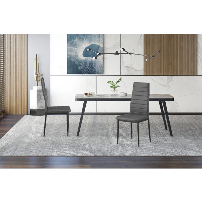 Kenso Eetkamerstoelenset – Kunstleer – Grijs – 4 Stuks