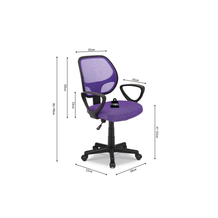Hivo Bureaustoel – Mesh Stof – Paars